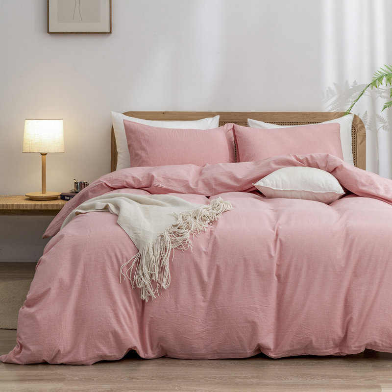 Ensemble de housse de couette 100% coton délavé Bestouch Bestouch, Housse de couette pour lit simple + 1 taie d'oreil