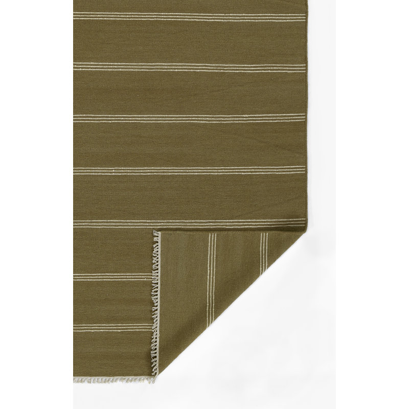 Hand Tufted Striped Area Rug in Green, Rectangle 6'3" x 9'