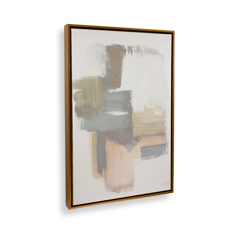 «Beige Ballet V2» sur papier, Polished Gold Floater Framed Canvas, 30.75" H x 20.75" W x 1.75" D