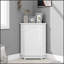Armoire de salle de bain blanche avec tablette réglable, rangement d'angle moderne pour une utilisation efficace de l'espace et une conception élégante.