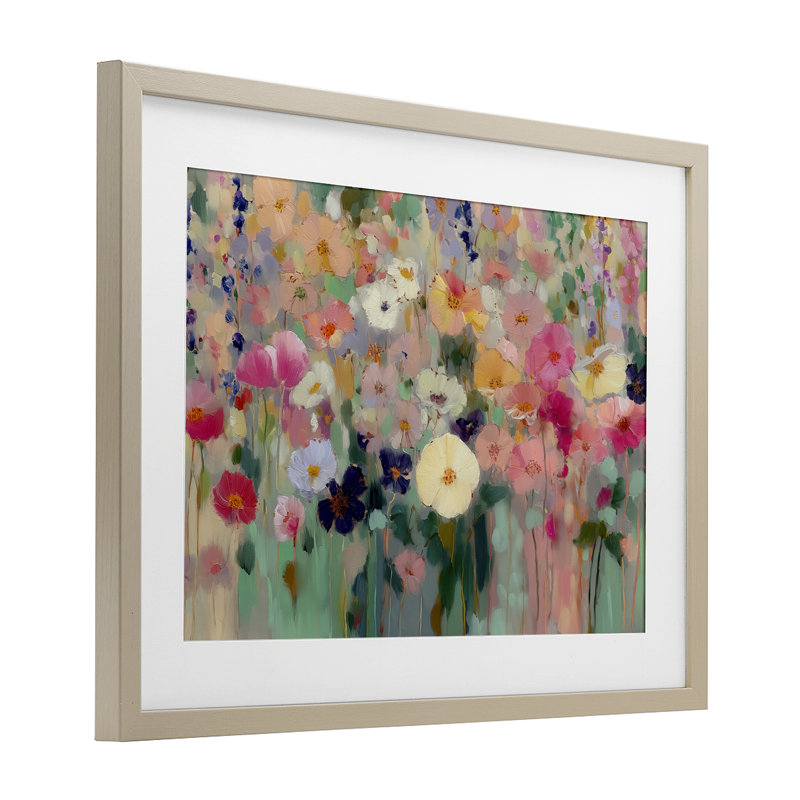 «Teachers Poppies», reproduction sous verre, encadrée par Annabelle Hall, H 14 po x l 20 po, Cadre de récolte en pin