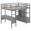 Lit mezzanine double avec bureau intégré, lit mezzanine peu encombrant avec deux tiroirs, tablettes et tiroirs de rangement, lit mezzanine pour enfants adolescents