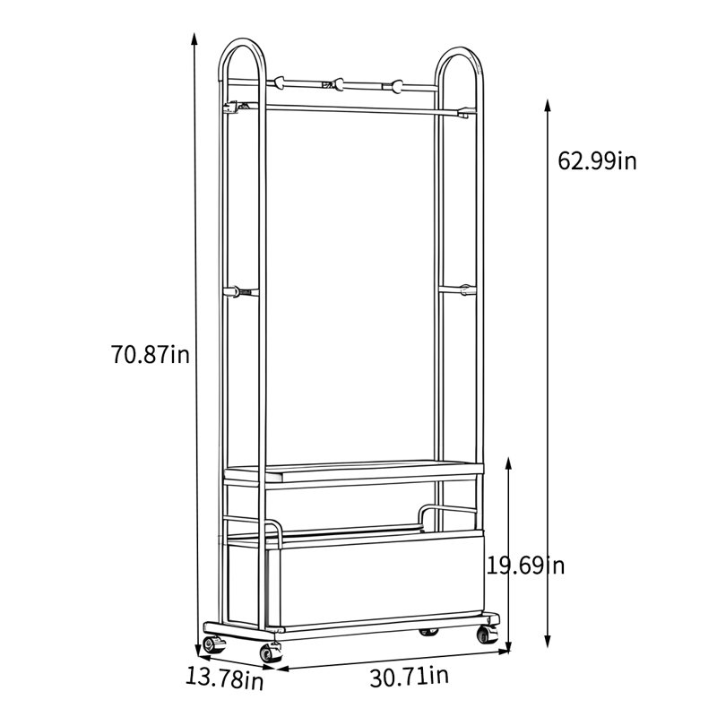 Portemanteau en acier inoxydable avec panier amovible, Crème, crème