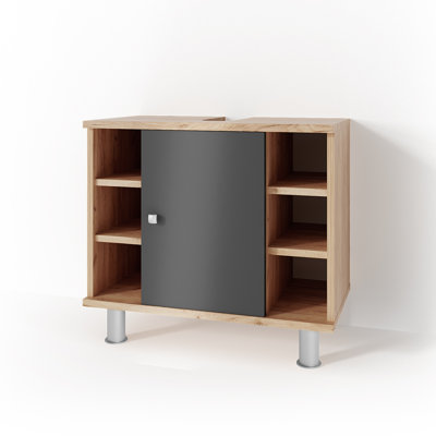 Harek 60cm Single Bathroom Vanity Base Only in Brown/Black