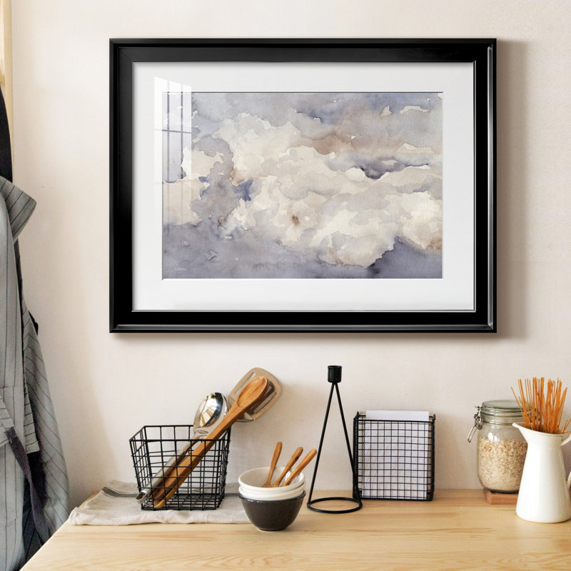 Clouds In Neutral II - peinture encadrée, Noir, H 22,5 po x l 30,5 po x P 1 po, Blanc