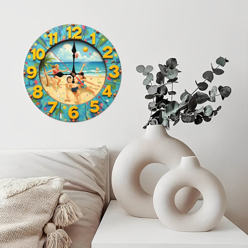 horloge d'été enfants jouant au volleyball