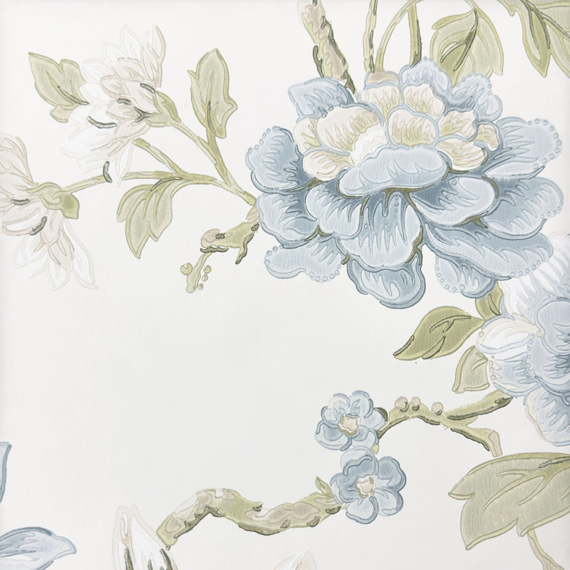 Rouleau de pivoines rétro, Beige clair, L 324,02 po x l 27,01 po
