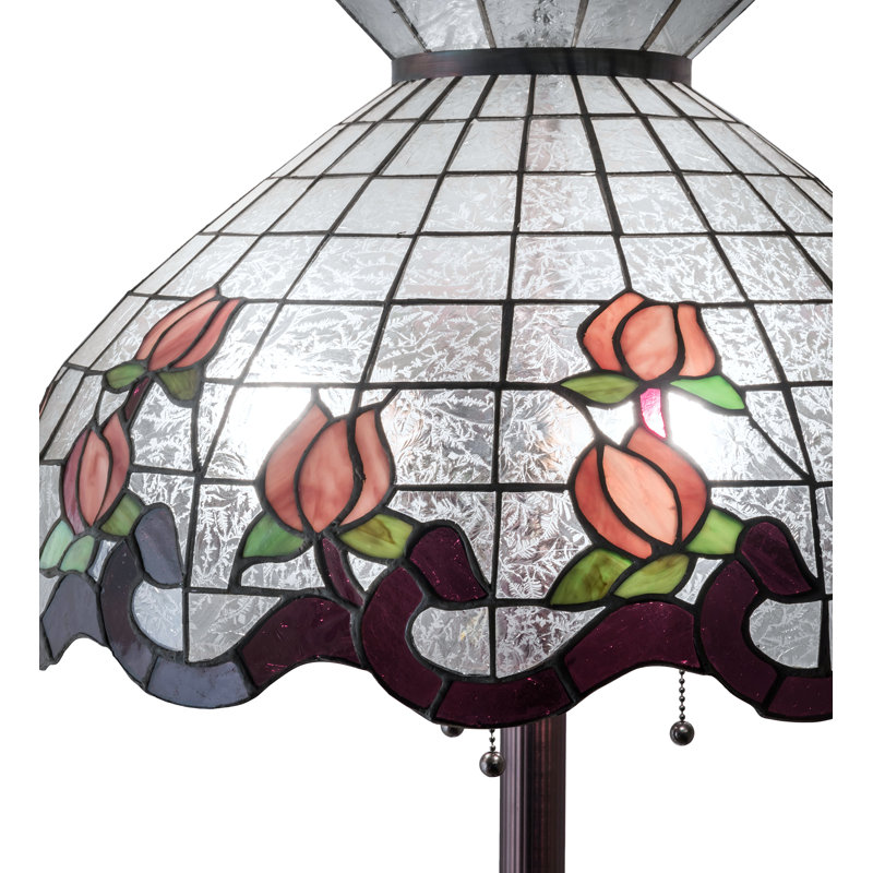 Lampe sur pied 62 "haute rose, Rose / argenté