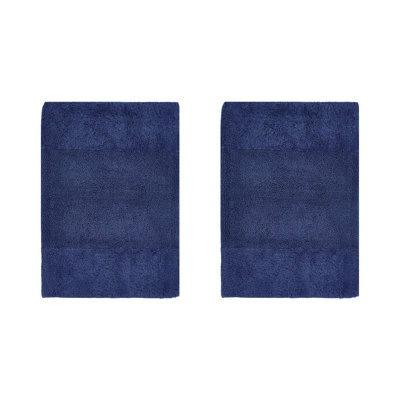 Makaylynn Premium 100% Cotton 2 Piece Bath Rug Sets with Non-Slip Backing, Machine Washable, Luxurious Solid Pattern Super Absorbent & Tufted Weave Bath Mat for Bathroom, Shower, and Tub