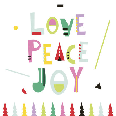Love,Peace,Joy. Christmas Greeting Background. 1 Piece Wrapped Canvas Wall Art