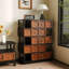 Meuble d'appoint moderne en bois massif et composite brun noyer et noir