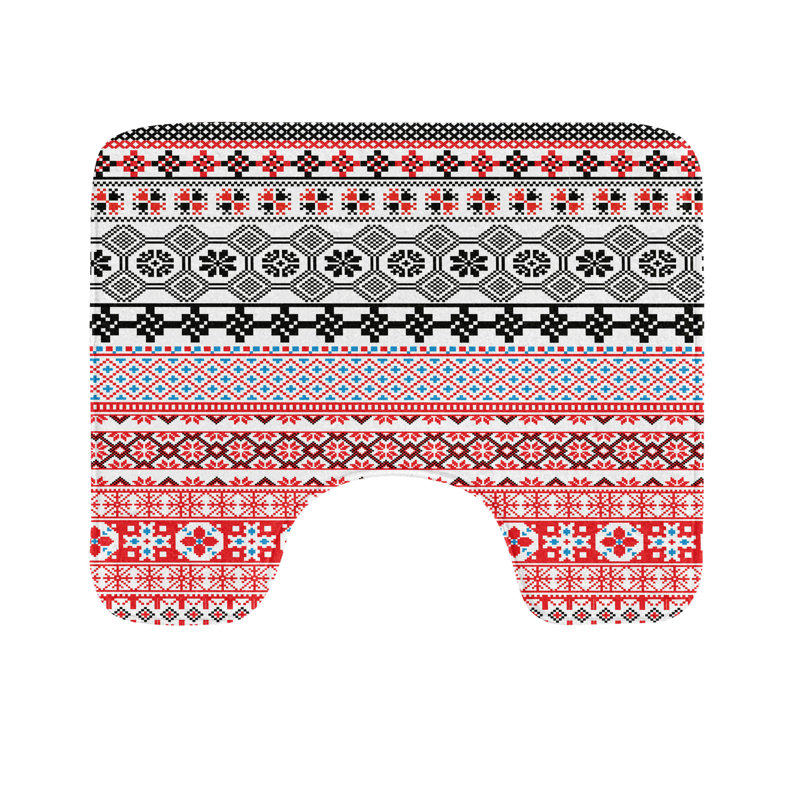  Tapis de salle de bain rétro en U 20 po x 16 po rouge noir