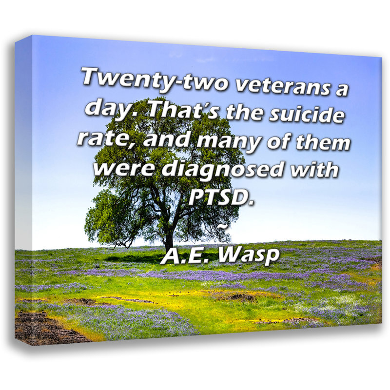 ArtsyQuotes Gallery Wrapped Canvas By A.E. Wasp: "Twenty-two veterans a day. That’s the suicide rate, and many of them were diagnosed with PTSD."