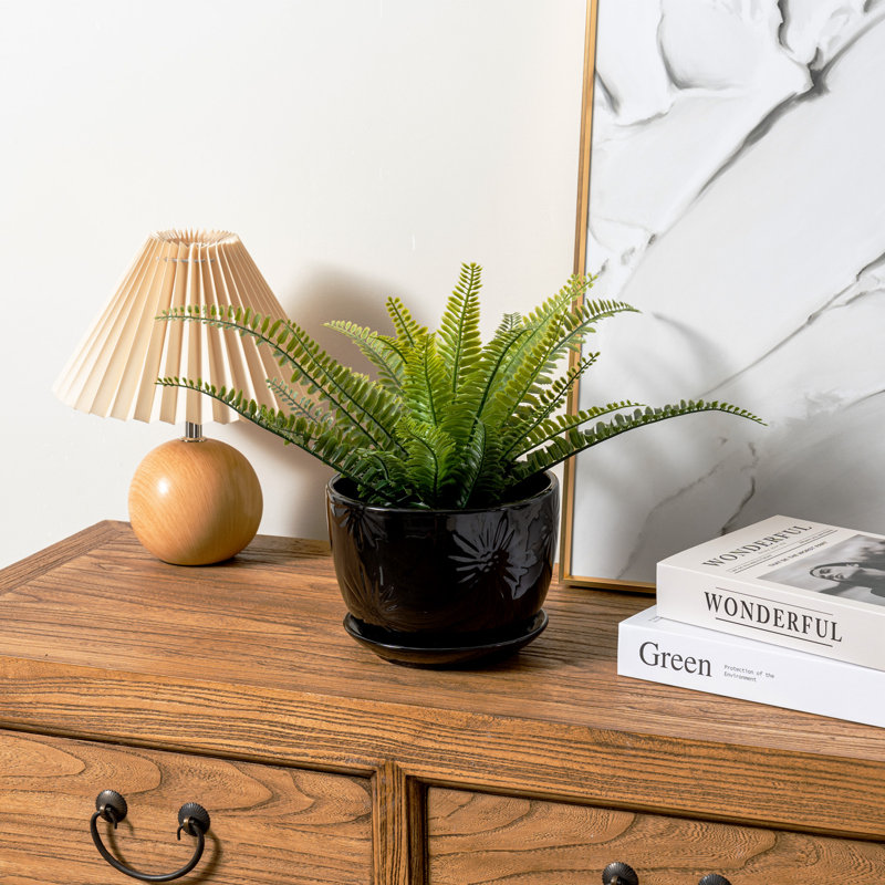 Indoor Black Ceramic Flower Pot Planter
