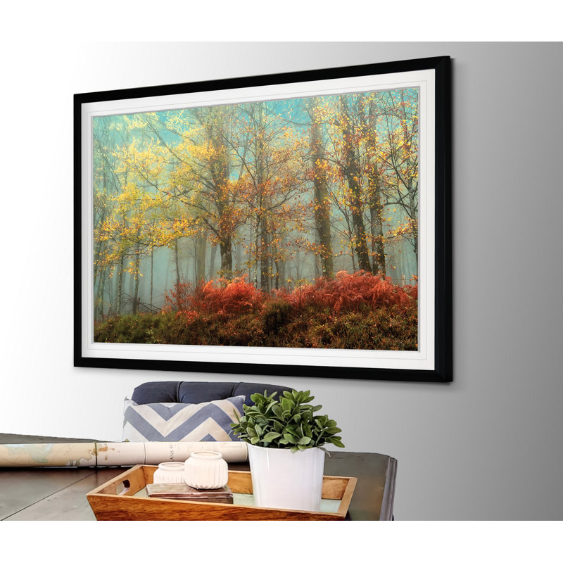«Beeches», reproduction de peinture acrylique encadrée, H 30 po x l 40 po x P 1,5 po, Noir
