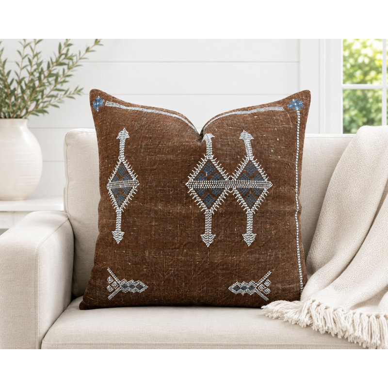 Hand Embroidered Boho Throw Pillow Cover