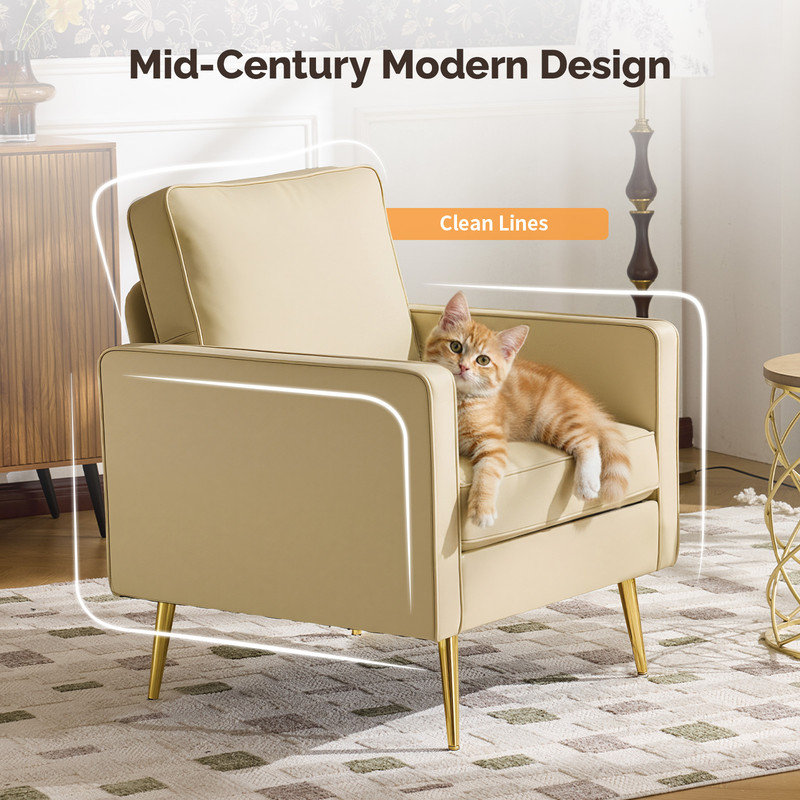 Fauteuil club Bakker, Beige Faux Leather