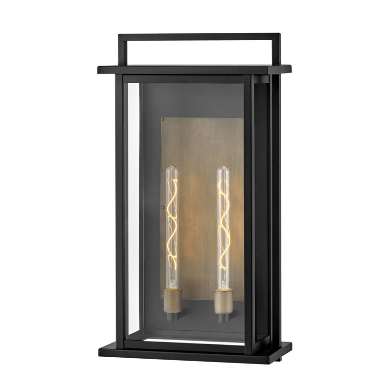 Langston Two-Tone Wall Mount Aluminum Outdoor Lantern, 28" H x 15" W x 7" D
