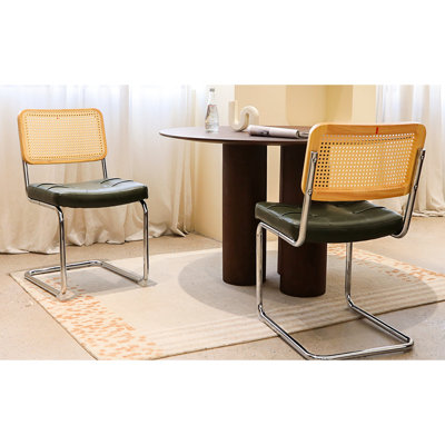 、、、、、 Chaise de salle à manger en cuir foncé de style moderne Mid-Century avec pieds, rembourrée pour le salon et l'intérieur