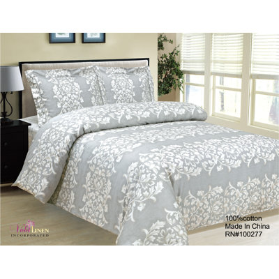 French Emblem Cotton Damask Duvet Cover