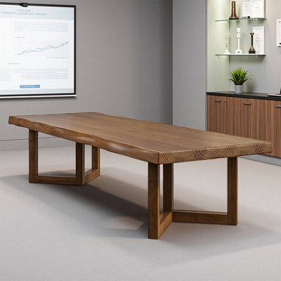 Live Edge Solid Wood Dining Table With Square Frame Legs