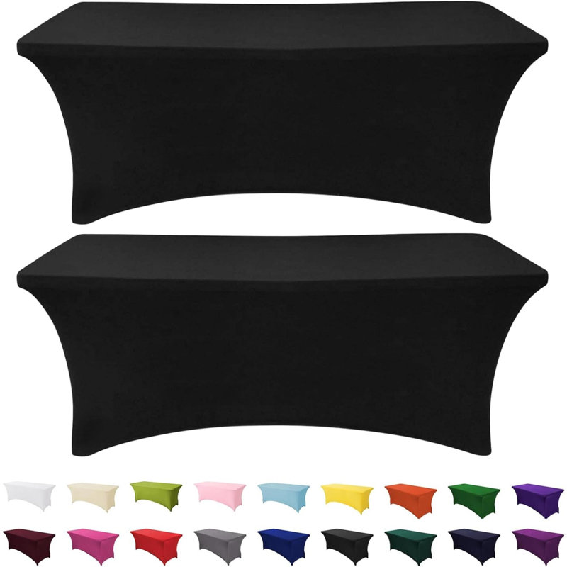 2 Pack Table Cover Fitted Rectangular Tablecloth Stretchable Fabric Lycra Table Cloth 6 Ft Wrinkle-Free For Party Tradeshows Banquet Weddings Cocktail