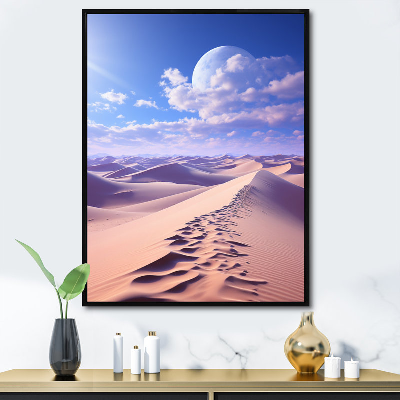 " Egypt Sahara Dreams Landscape I ", Black Floater Framed, 32" H x 24" W x 1" D