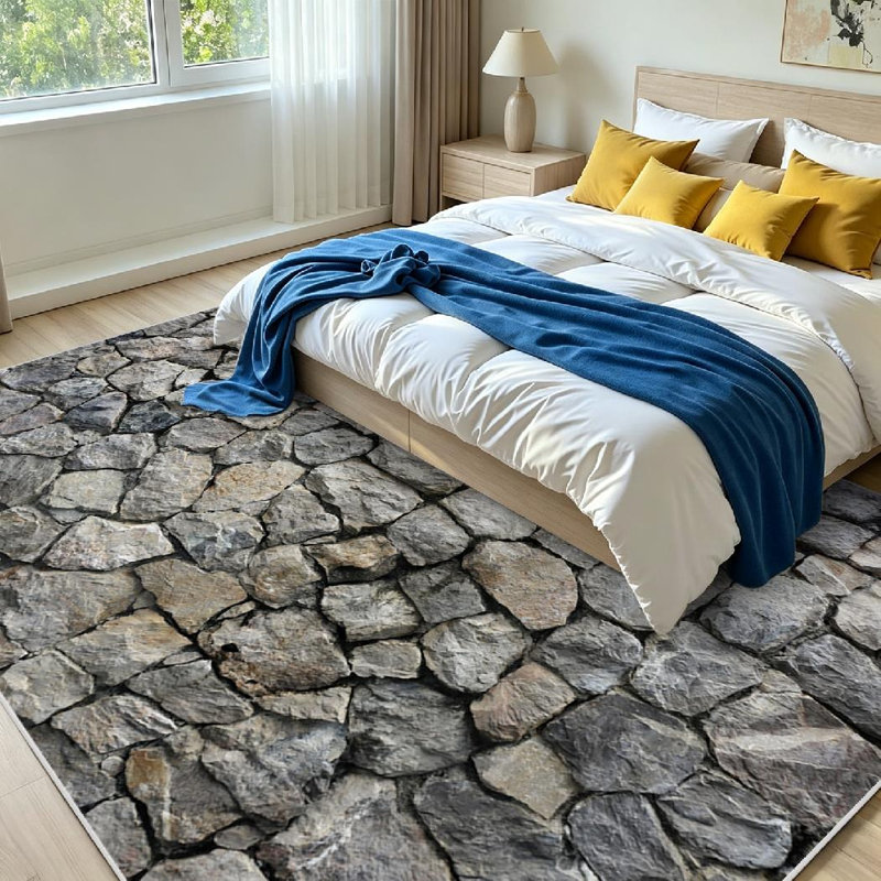 Clear Rock Wall Seamless Stone Brick Abstract Architecture Grunge Structure Machine Washable Indoor Area Rug