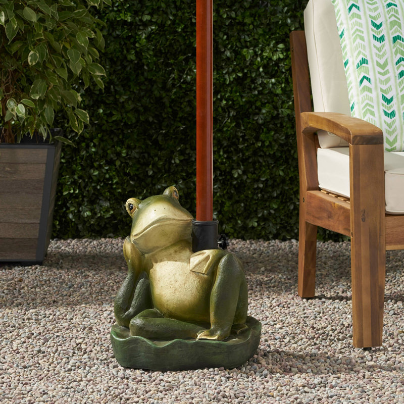 Green Frog Concrete and Resin Umbrella Base