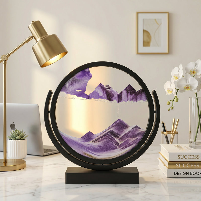 Peinture de sable qui coule, mouvement 3D et décor, Mauve