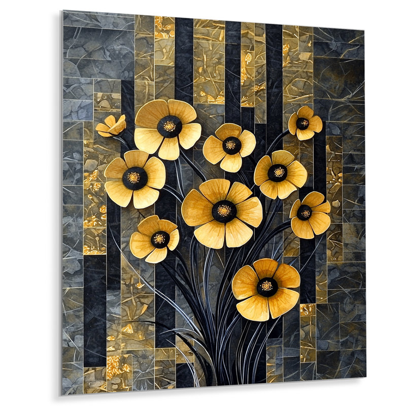Sunny Abstract Buttercup Flowers Field - Buttercups Metal Wall Art, Traditional Metal Print, 32" H x 24" W x 0.84" D