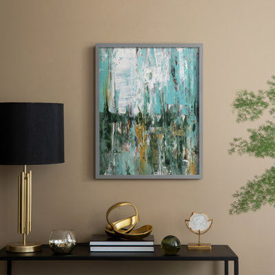 Abstract Turquoise Forest I Framed Print - Solid Wood