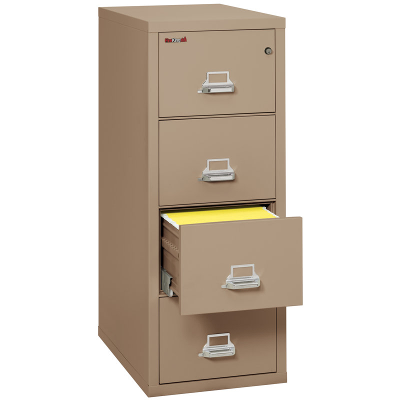 Fireproof 20.8125'' Wide 4 -Drawer Steel File Cabinet, Taupe, E-Lock, 52.75'' H X 20.81'' W X 31.56'' D 