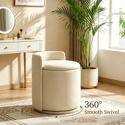 Upholstered Accent Stool Swivel Vanity Ottoman