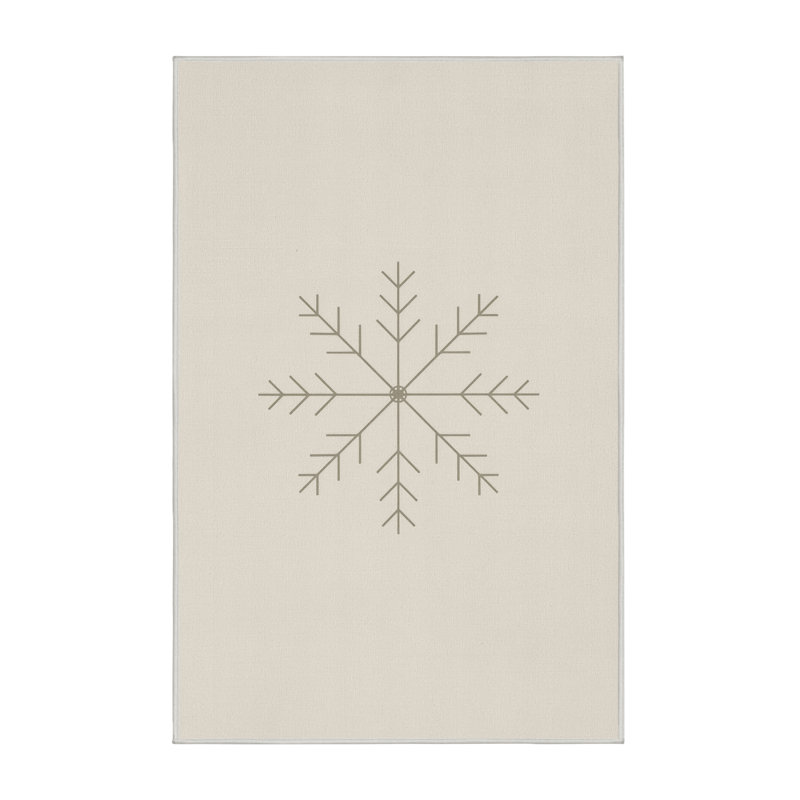 Soft Plush Findley Christmas Modern & Contemporary Abstract Area Rug in Beige – White Binding, 4x6