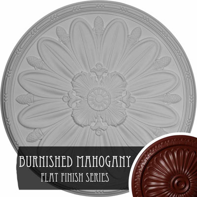 Grand médaillon de plafond classique Endurathane, DE 54 po x P 4 7/8 po (convient aux auvents jusqu'à 13 1/2 po), fini craquelé acajou peint à la main