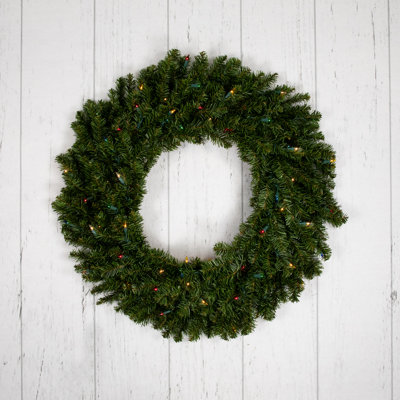 Couronne de Noël artificielle pré-éclairée en pin canadien - lumières multiples de 30 pouces