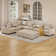 L-Shaped 6 Seats Modular Sectional Sofa with Storage Seats, Phone Holder and Console Table