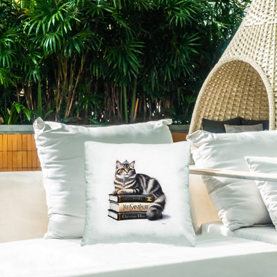 Coussin d'extérieur imprimé Fashion Fashion & Cat par Amanda Greenwood