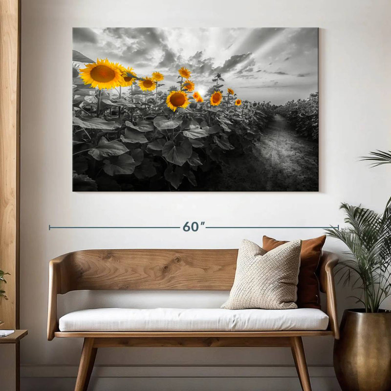 Chemin d'Alvord à travers le champ de tournesols, H 34 po x l 51 po