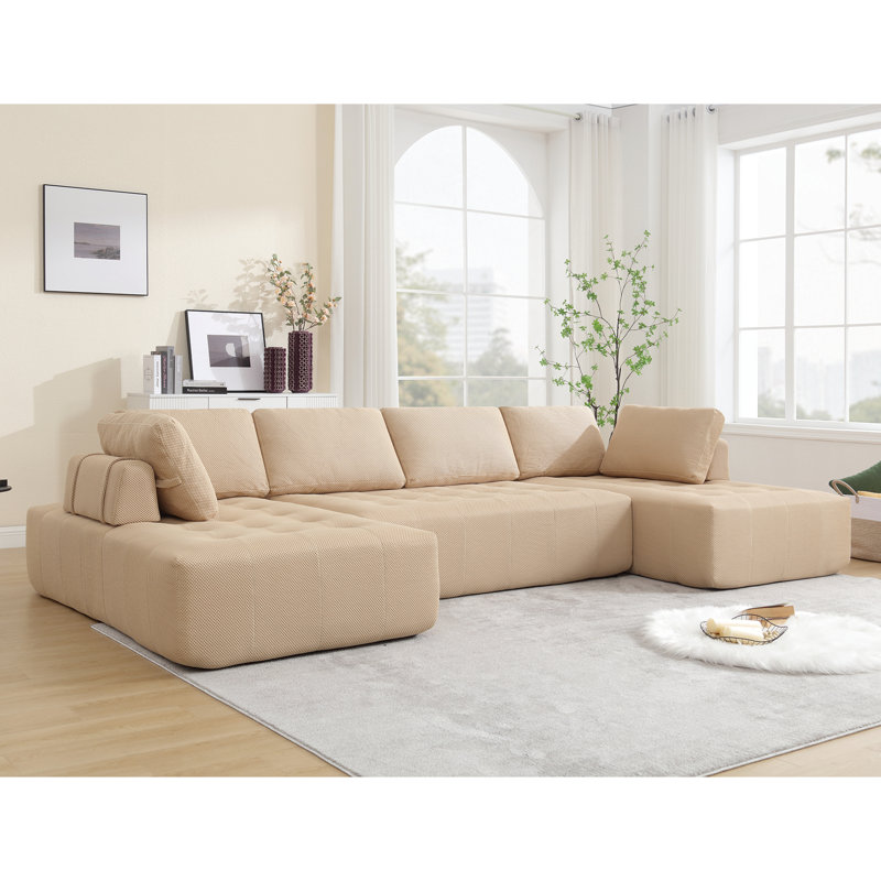 Canapé modulaire réversible de 138,5 po Luxcien, Khaki Polyester Blend