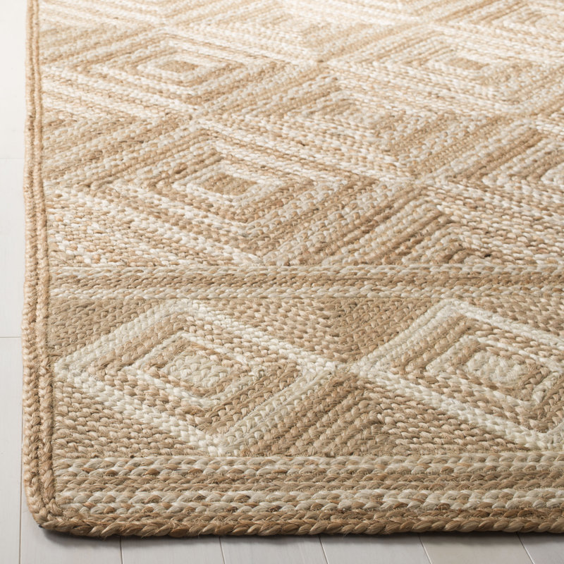Tapis géométrique en jute et en coton tissé à la main Derryberry, Rectangle 4 pi x 6 pi