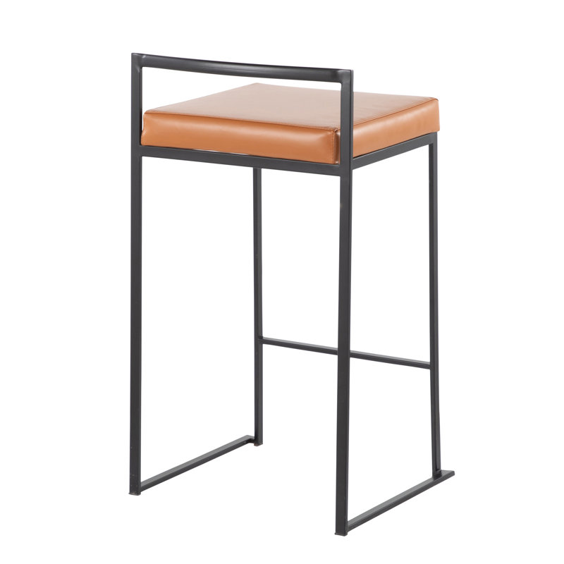 Contemporary Counter Stool, Siège brun / cadre noir, 2