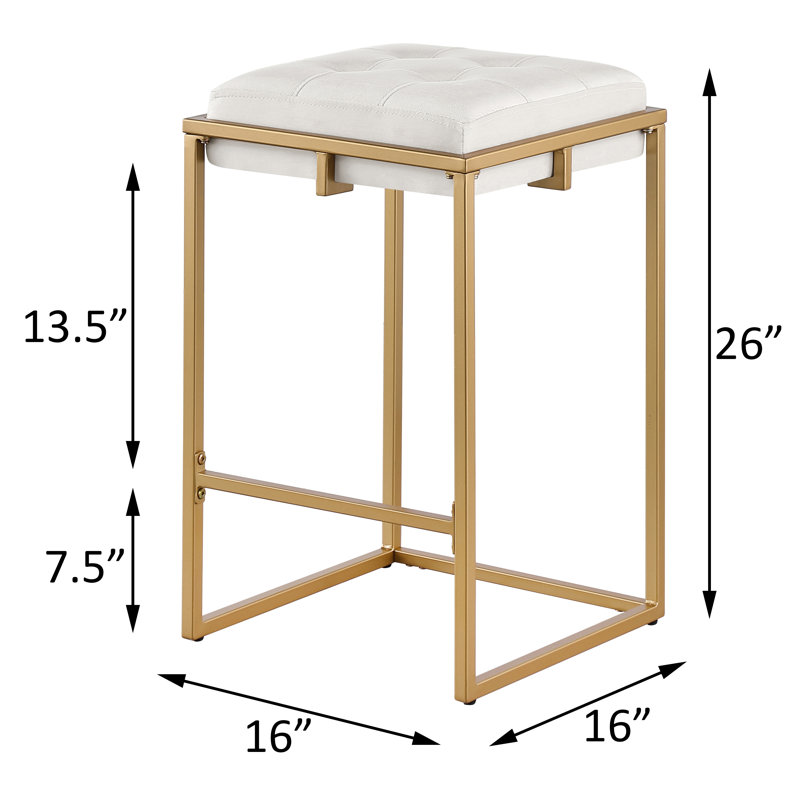 Tabouret de bar et de comptoir Magdelena, Tabouret de comptoir (siège d'une hauteur de 26 p, Beige