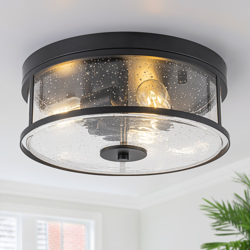 Plafonnier de ferme moderne encastré 3 lumières en verre grainé