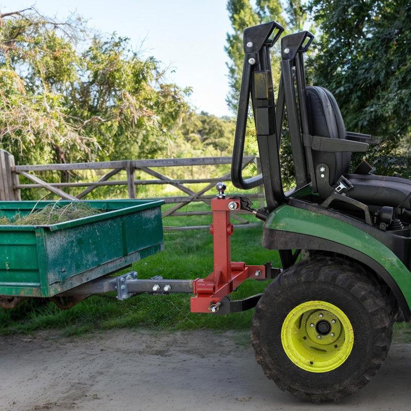 Adaptateur pour attelage à 3 points de la catégorie 1 avec boule de remorque, outil de remorquage de ferme en acier Q235 robuste, attache à 3 points thermolaquée rouge pour les travaux de ranch et d'aménagement paysager