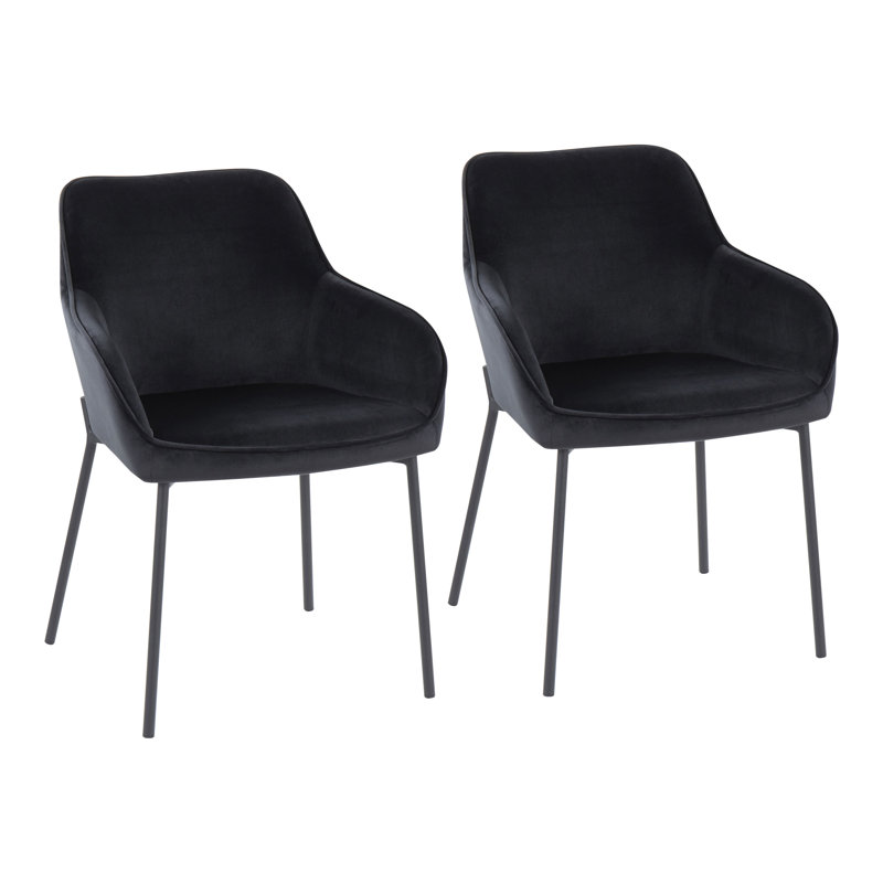 Cyr 19'' H Velvet Upholstered Armchair, Cream, Black
