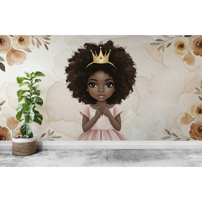 Adhésif mural princesse Afro, Peler et coller, L 60 po x l 33 po