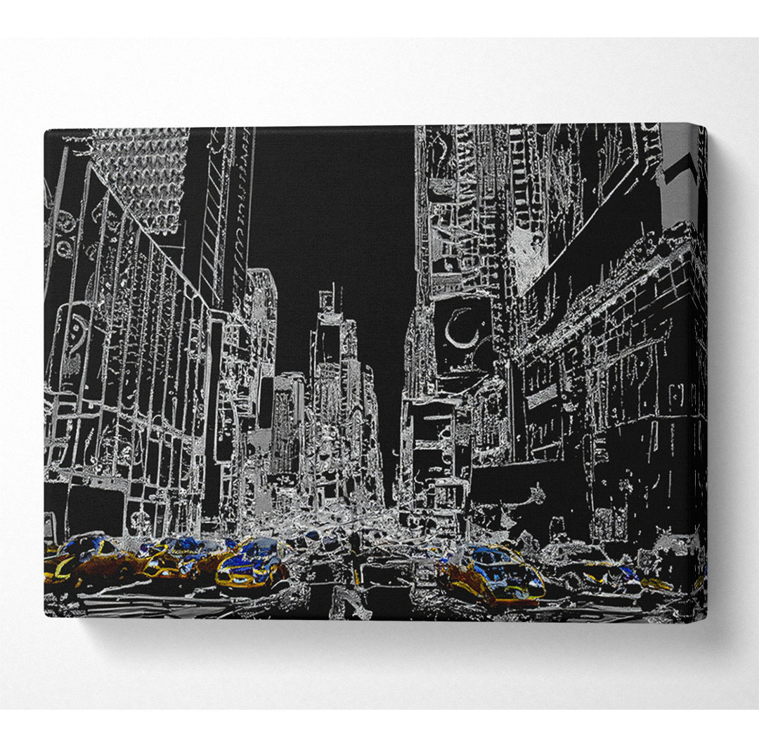 New York Street Taxi Psychedelic - Druck