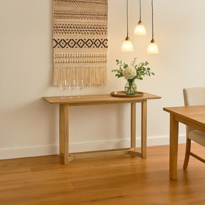 Nina Console Table | 48" Rectangular Top | Open Frame with Trestle Base | Natural Brown Mango Wood